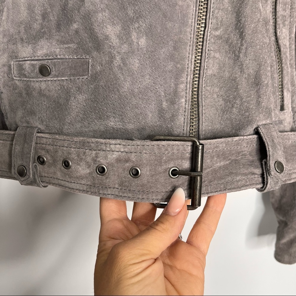 Blank NYC Grey Suede Moto Jacket Size Large - Picture 6 of 11